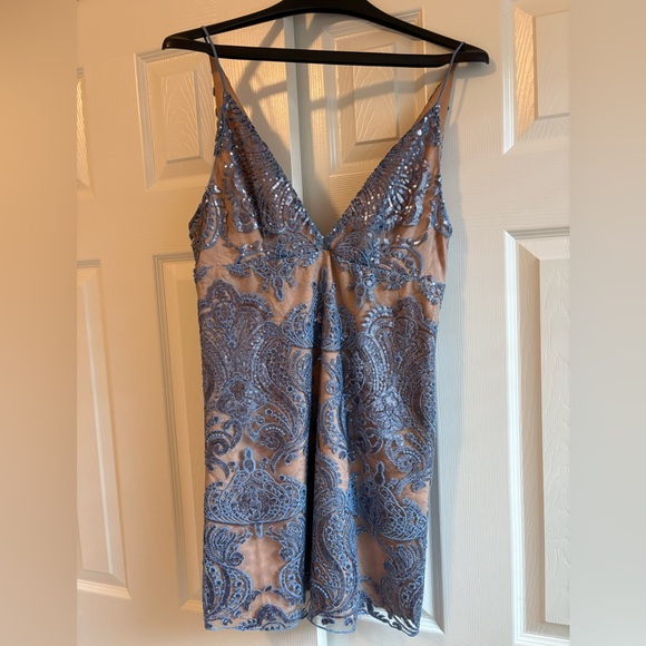 Free People Dresses & Skirts - Free People Sequin Blue Lace Dress